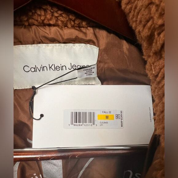NWT CALVIN KLEIN JEANS Faux Fur Jacket Sz M - Picture 6 of 9